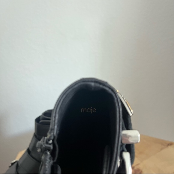 Maje (NWOT) 39 Jackpot Buckled Leather Western Ankle Studded Boots - Picture 13 of 16